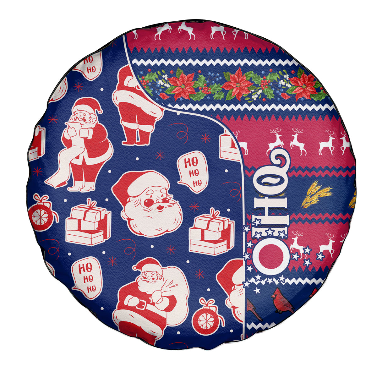 Custom Ohio Christmas Spare Tire Cover Santa Claus Pattern Unique Style - Wonder Print Shop