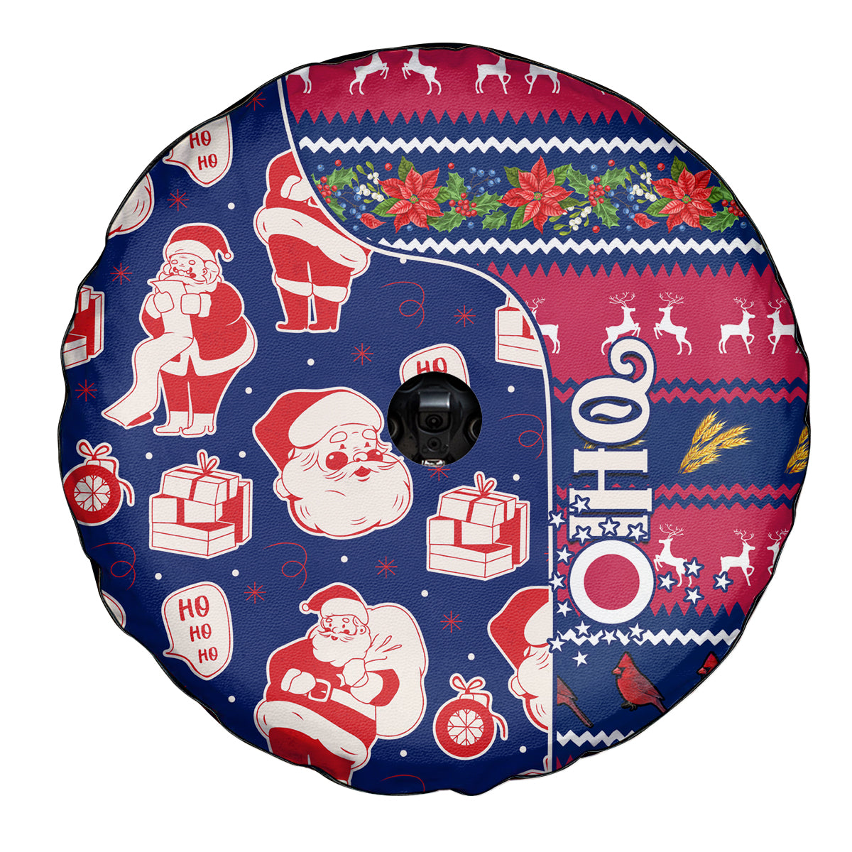 Custom Ohio Christmas Spare Tire Cover Santa Claus Pattern Unique Style - Wonder Print Shop