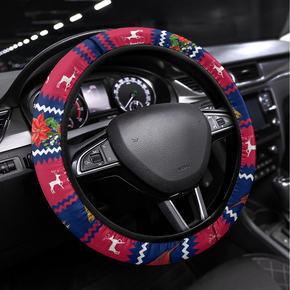 Ohio Christmas Steering Wheel Cover Santa Claus Pattern Unique Style