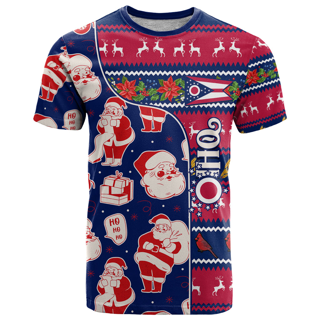 Custom Ohio Christmas T Shirt Santa Claus Pattern Unique Style - Wonder Print Shop