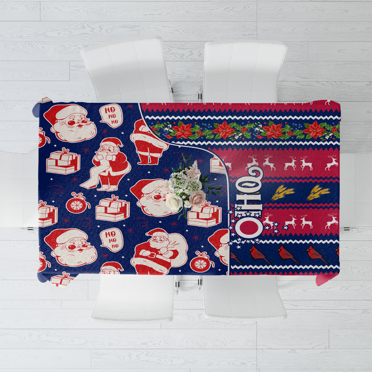 Custom Ohio Christmas Tablecloth Santa Claus Pattern Unique Style - Wonder Print Shop