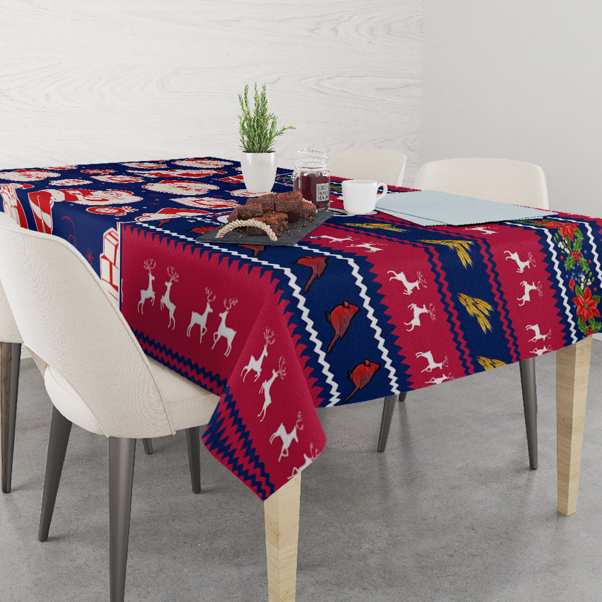 Custom Ohio Christmas Tablecloth Santa Claus Pattern Unique Style - Wonder Print Shop