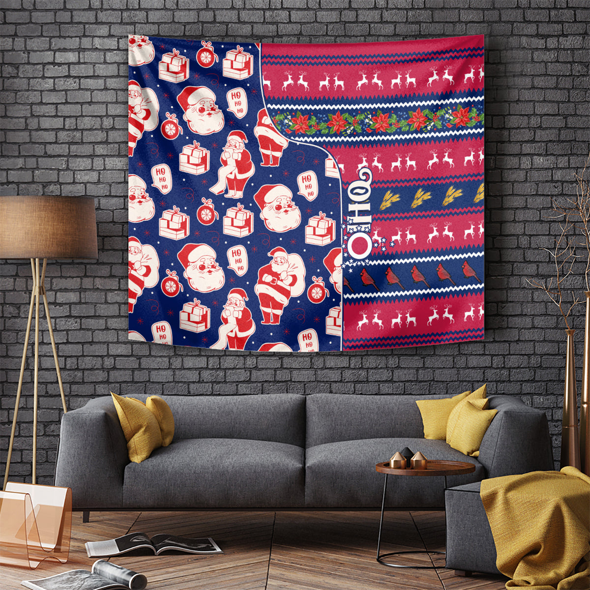 Custom Ohio Christmas Tapestry Santa Claus Pattern Unique Style - Wonder Print Shop
