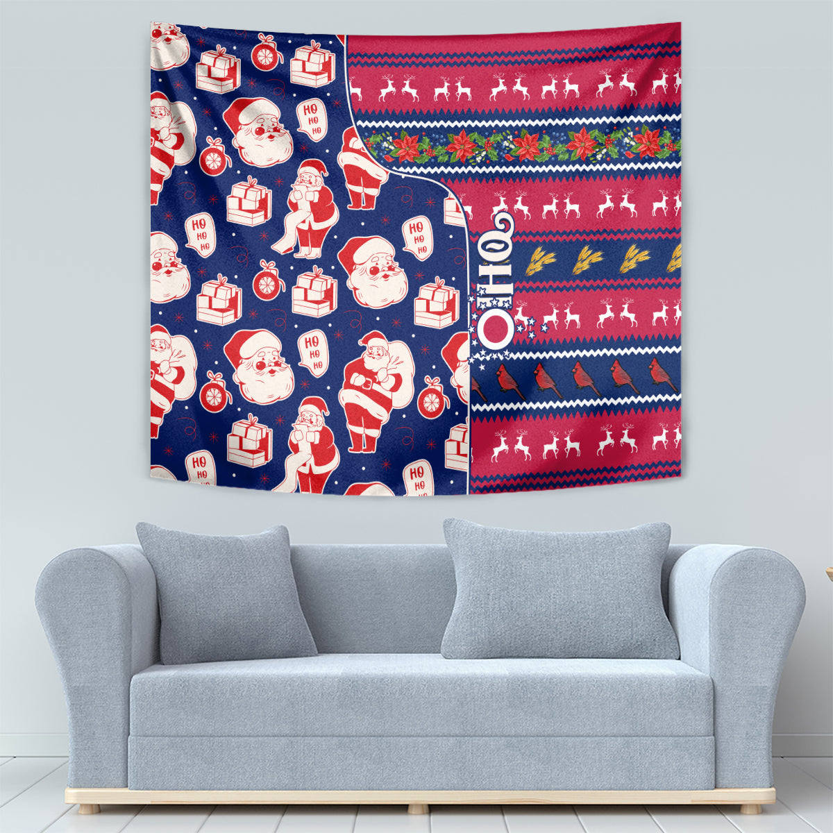 Custom Ohio Christmas Tapestry Santa Claus Pattern Unique Style - Wonder Print Shop