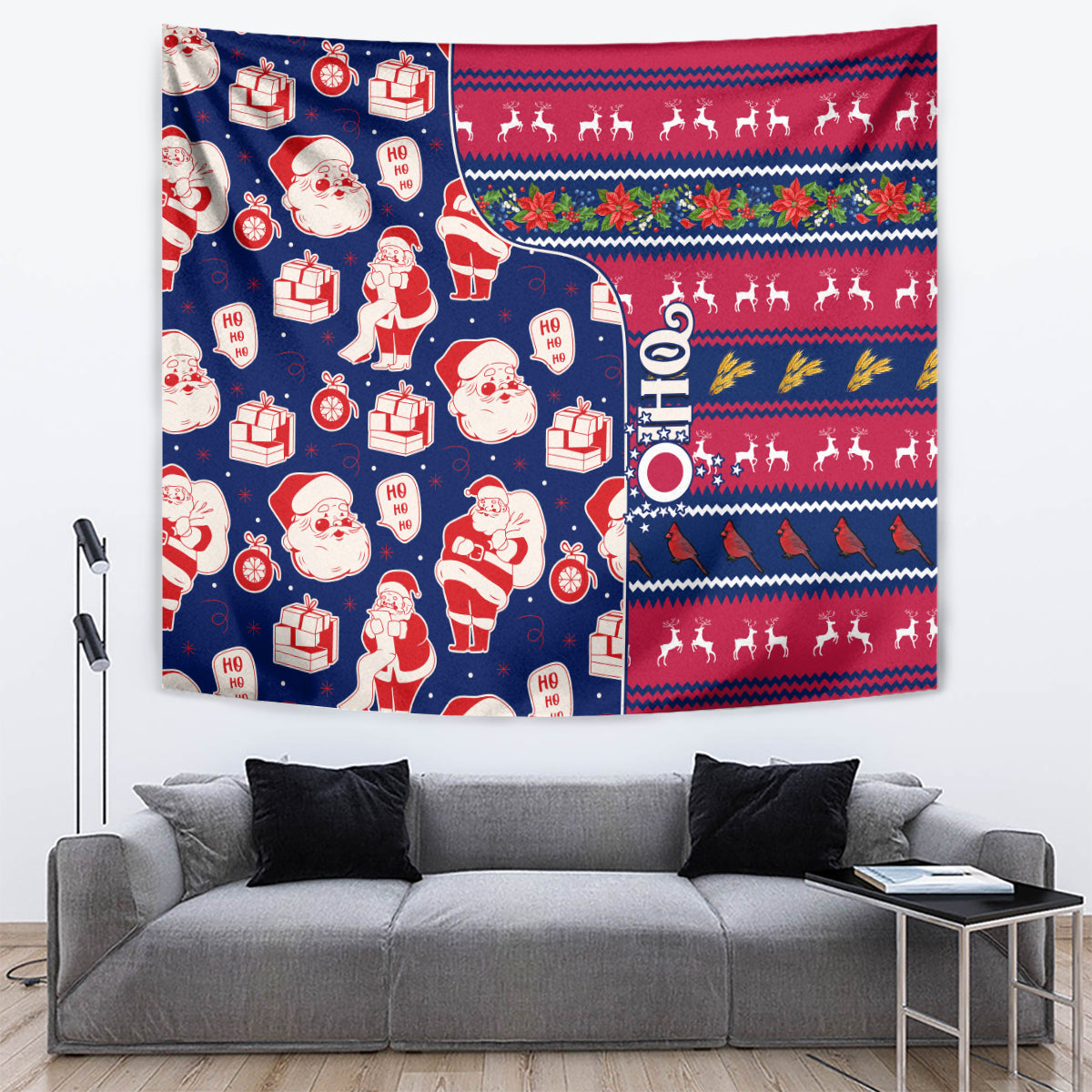 Custom Ohio Christmas Tapestry Santa Claus Pattern Unique Style - Wonder Print Shop