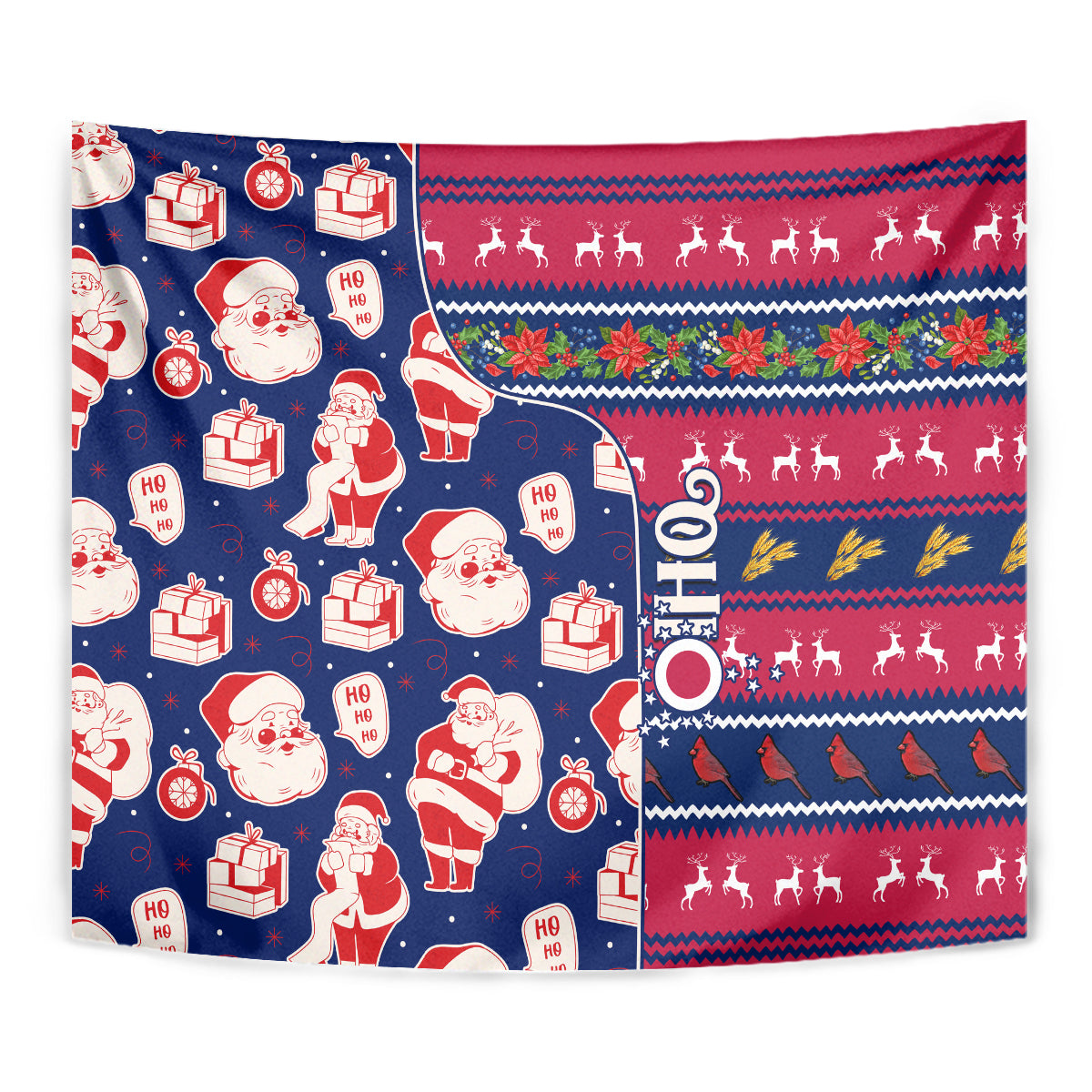 Custom Ohio Christmas Tapestry Santa Claus Pattern Unique Style - Wonder Print Shop