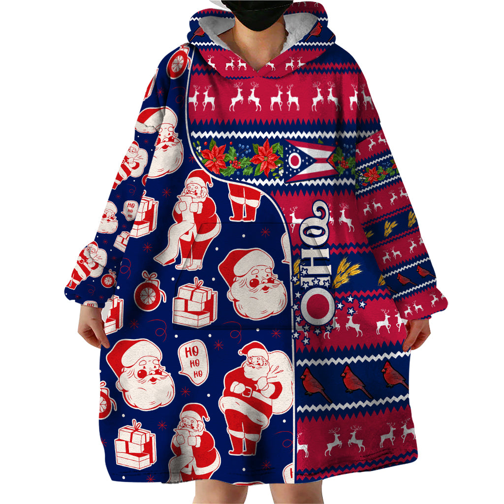 Custom Ohio Christmas Wearable Blanket Hoodie Santa Claus Pattern Unique Style - Wonder Print Shop
