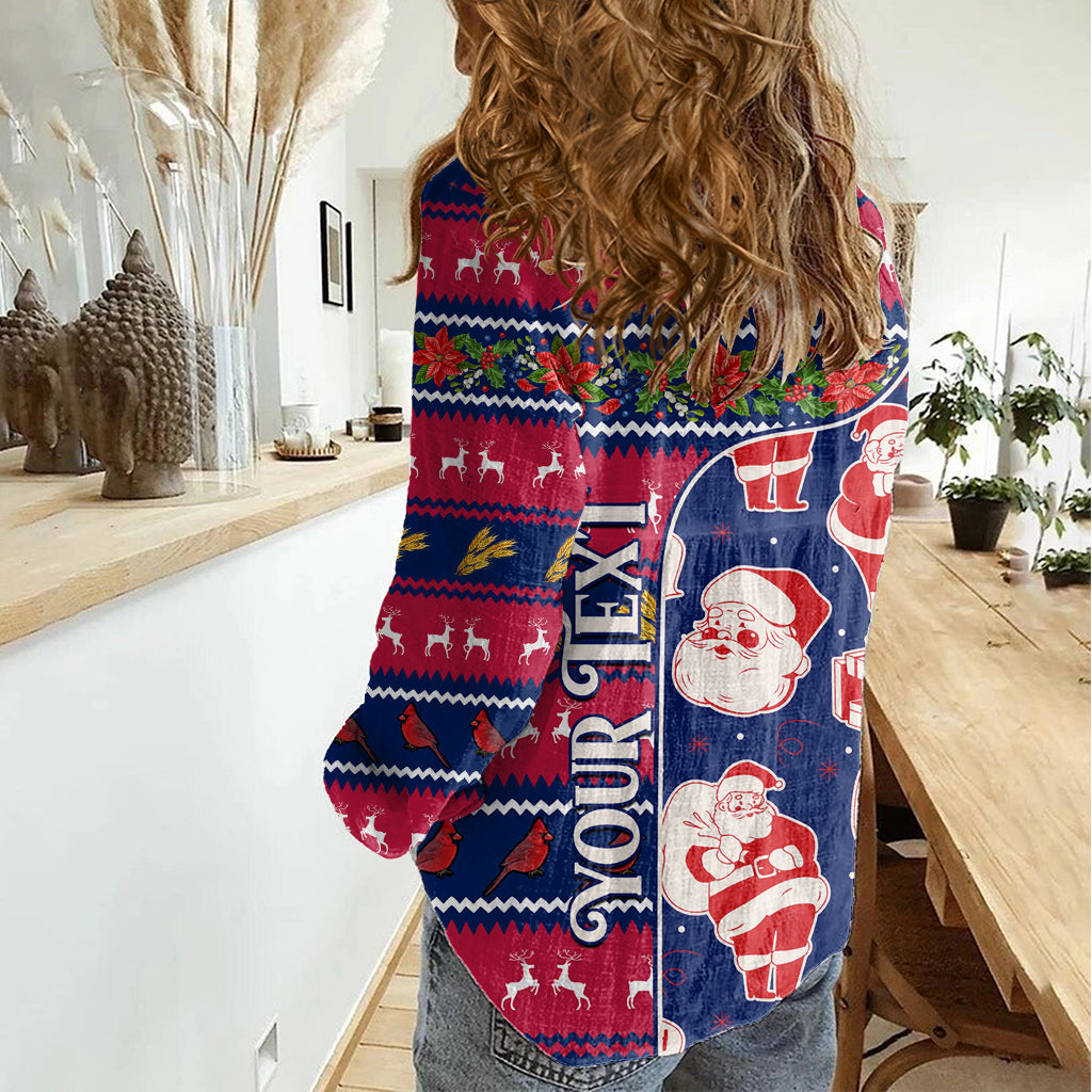 Custom Ohio Christmas Women Casual Shirt Santa Claus Pattern Unique Style - Wonder Print Shop