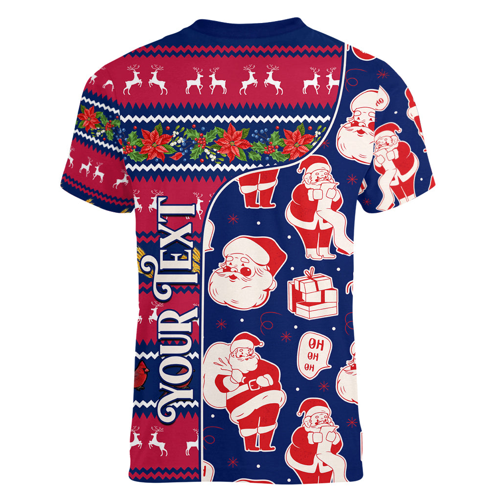 Custom Ohio Christmas Women V Neck T Shirt Santa Claus Pattern Unique Style - Wonder Print Shop