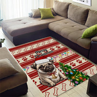 Custom Dog Christmas Area Rug Cute Pug Dog With Xmas Tree - Wonder Print Shop