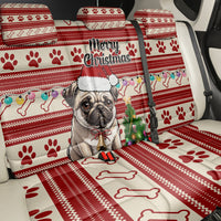 Custom Dog Christmas Back Car Seat Cover Cute Pug Dog With Xmas Tree - Wonder Print Shop