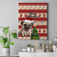 Custom Dog Christmas Canvas Wall Art Cute Pug Dog With Xmas Tree - Wonder Print Shop