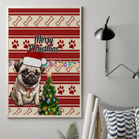Custom Dog Christmas Canvas Wall Art Cute Pug Dog With Xmas Tree - Wonder Print Shop