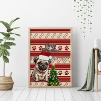 Custom Dog Christmas Canvas Wall Art Cute Pug Dog With Xmas Tree - Wonder Print Shop