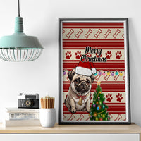 Custom Dog Christmas Canvas Wall Art Cute Pug Dog With Xmas Tree - Wonder Print Shop