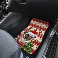 Custom Dog Christmas Car Mats Cute Pug Dog With Xmas Tree - Wonder Print Shop