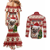 custom-dog-christmas-couples-matching-mermaid-dress-and-long-sleeve-button-shirt-cute-pug-dog-with-xmas-tree