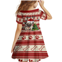 Custom Dog Christmas Family Matching Mermaid Dress and Hawaiian Shirt Cute Pug Dog With Xmas Tree - Wonder Print Shop