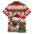 Custom Dog Christmas Family Matching Off Shoulder Maxi Dress and Hawaiian Shirt Cute Pug Dog With Xmas Tree - Wonder Print Shop