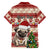 Custom Dog Christmas Family Matching Short Sleeve Bodycon Dress and Hawaiian Shirt Cute Pug Dog With Xmas Tree - Wonder Print Shop