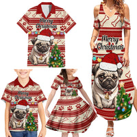 Custom Dog Christmas Family Matching Summer Maxi Dress and Hawaiian Shirt Cute Pug Dog With Xmas Tree - Wonder Print Shop