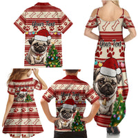 Custom Dog Christmas Family Matching Summer Maxi Dress and Hawaiian Shirt Cute Pug Dog With Xmas Tree - Wonder Print Shop