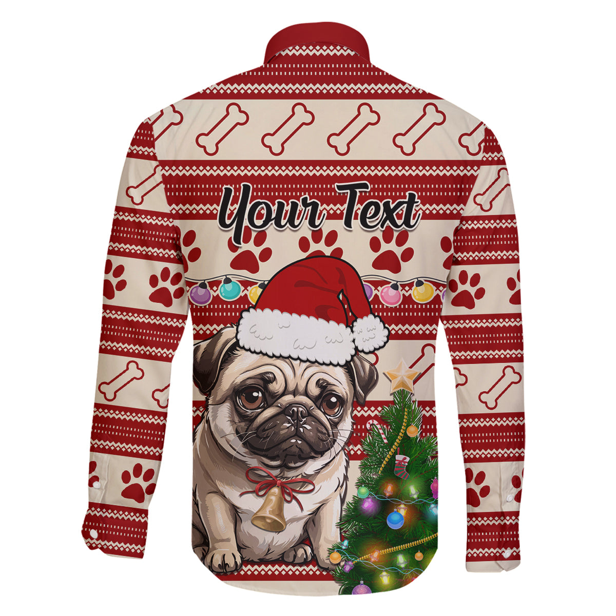 Custom Dog Christmas Family Matching Summer Maxi Dress and Hawaiian Shirt Cute Pug Dog With Xmas Tree - Wonder Print Shop