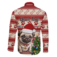 Custom Dog Christmas Family Matching Summer Maxi Dress and Hawaiian Shirt Cute Pug Dog With Xmas Tree - Wonder Print Shop