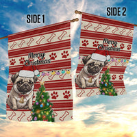 Custom Dog Christmas Garden Flag Cute Pug Dog With Xmas Tree - Wonder Print Shop