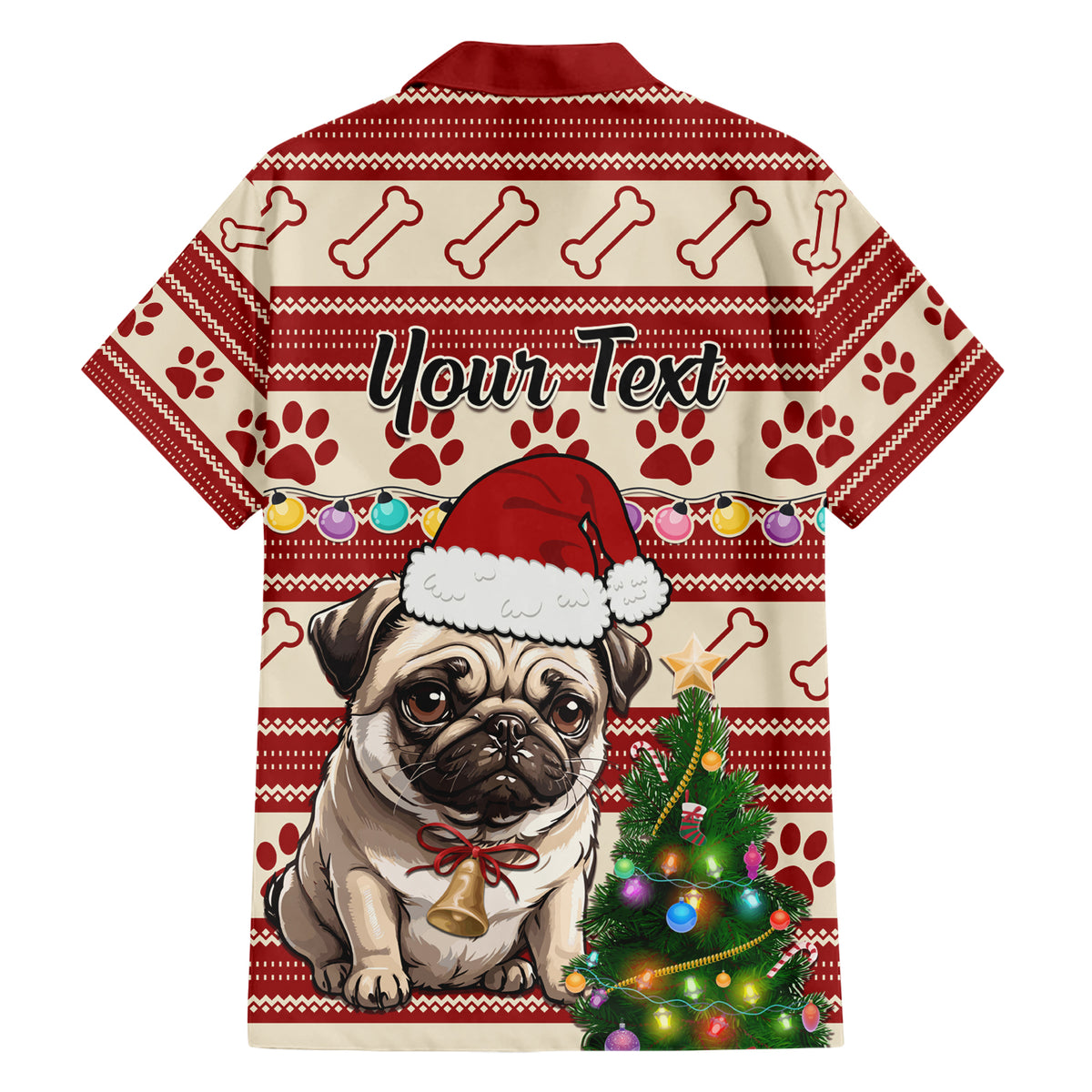 Custom Dog Christmas Hawaiian Shirt Cute Pug Dog With Xmas Tree - Wonder Print Shop