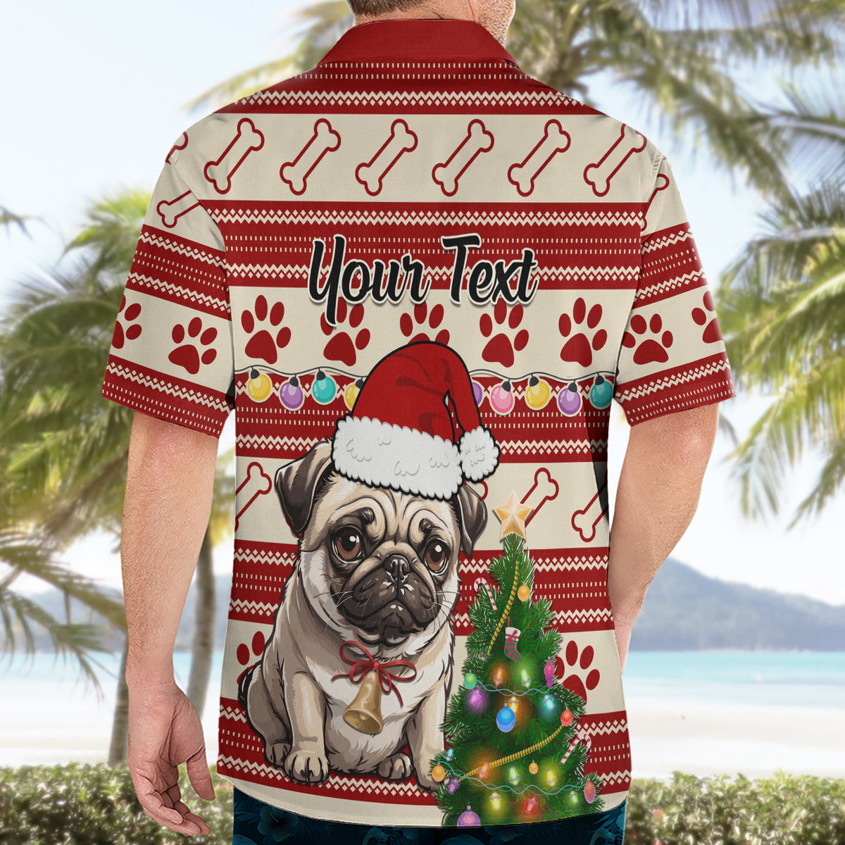 Custom Dog Christmas Hawaiian Shirt Cute Pug Dog With Xmas Tree - Wonder Print Shop