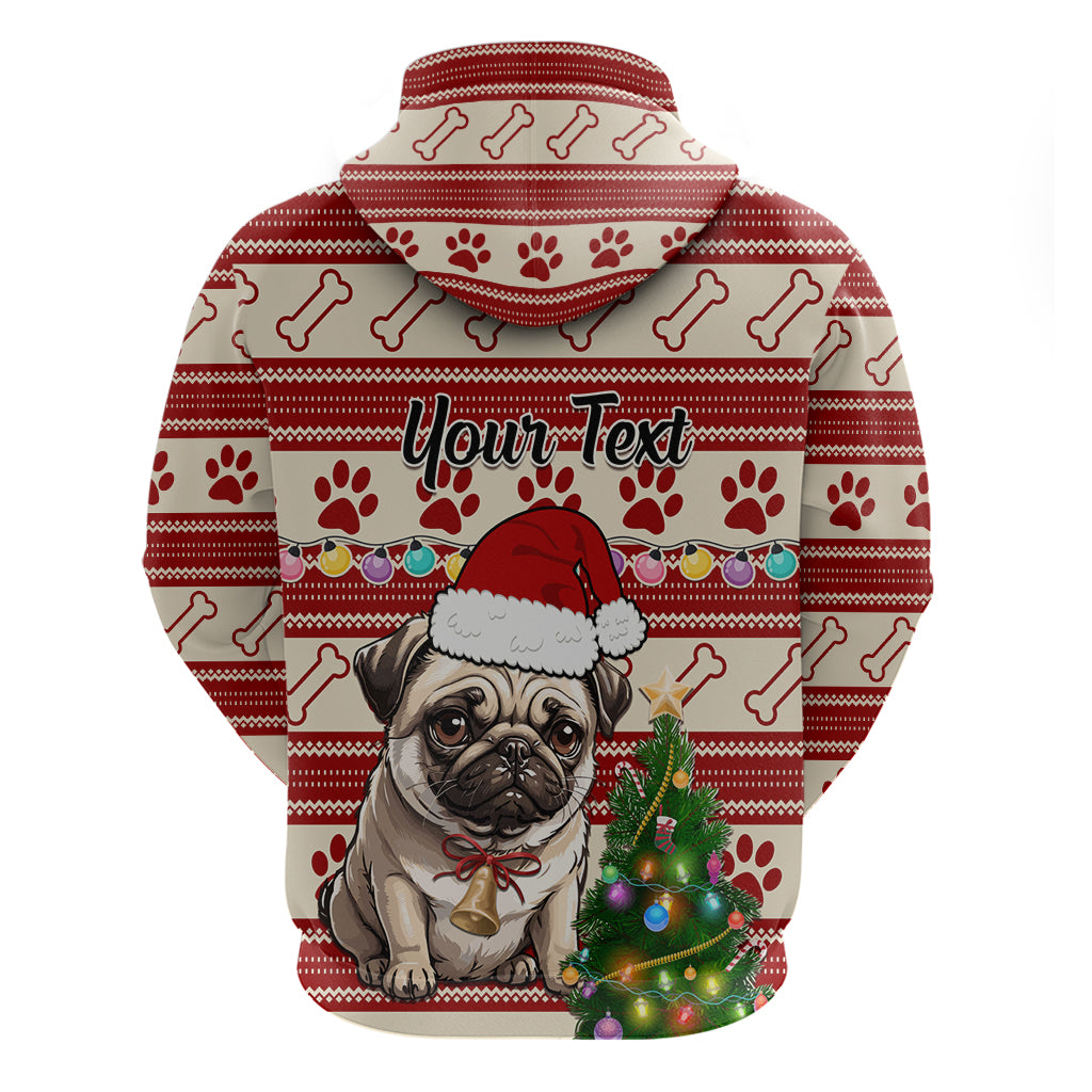 Custom Dog Christmas Hoodie Cute Pug Dog With Xmas Tree - Wonder Print Shop