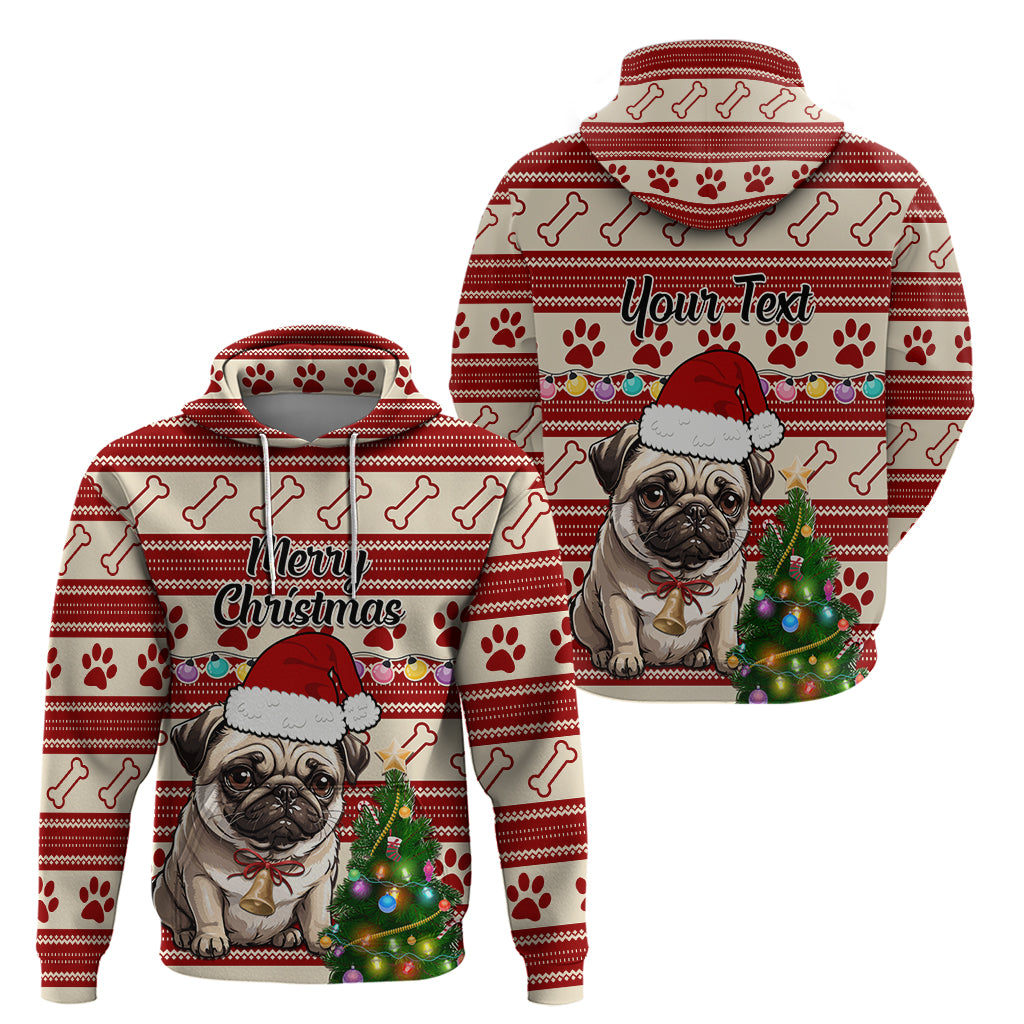 Custom Dog Christmas Hoodie Cute Pug Dog With Xmas Tree - Wonder Print Shop