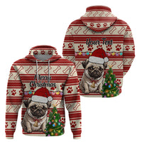 Custom Dog Christmas Hoodie Cute Pug Dog With Xmas Tree - Wonder Print Shop