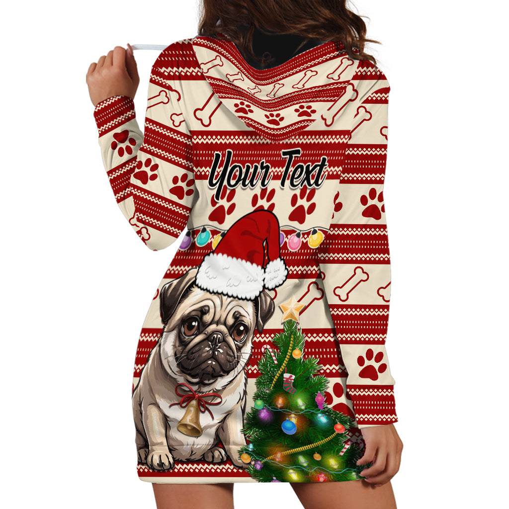 Custom Dog Christmas Hoodie Dress Cute Pug Dog With Xmas Tree - Wonder Print Shop
