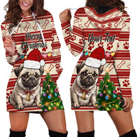 Custom Dog Christmas Hoodie Dress Cute Pug Dog With Xmas Tree - Wonder Print Shop