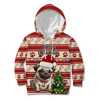 Custom Dog Christmas Kid Hoodie Cute Pug Dog With Xmas Tree - Wonder Print Shop