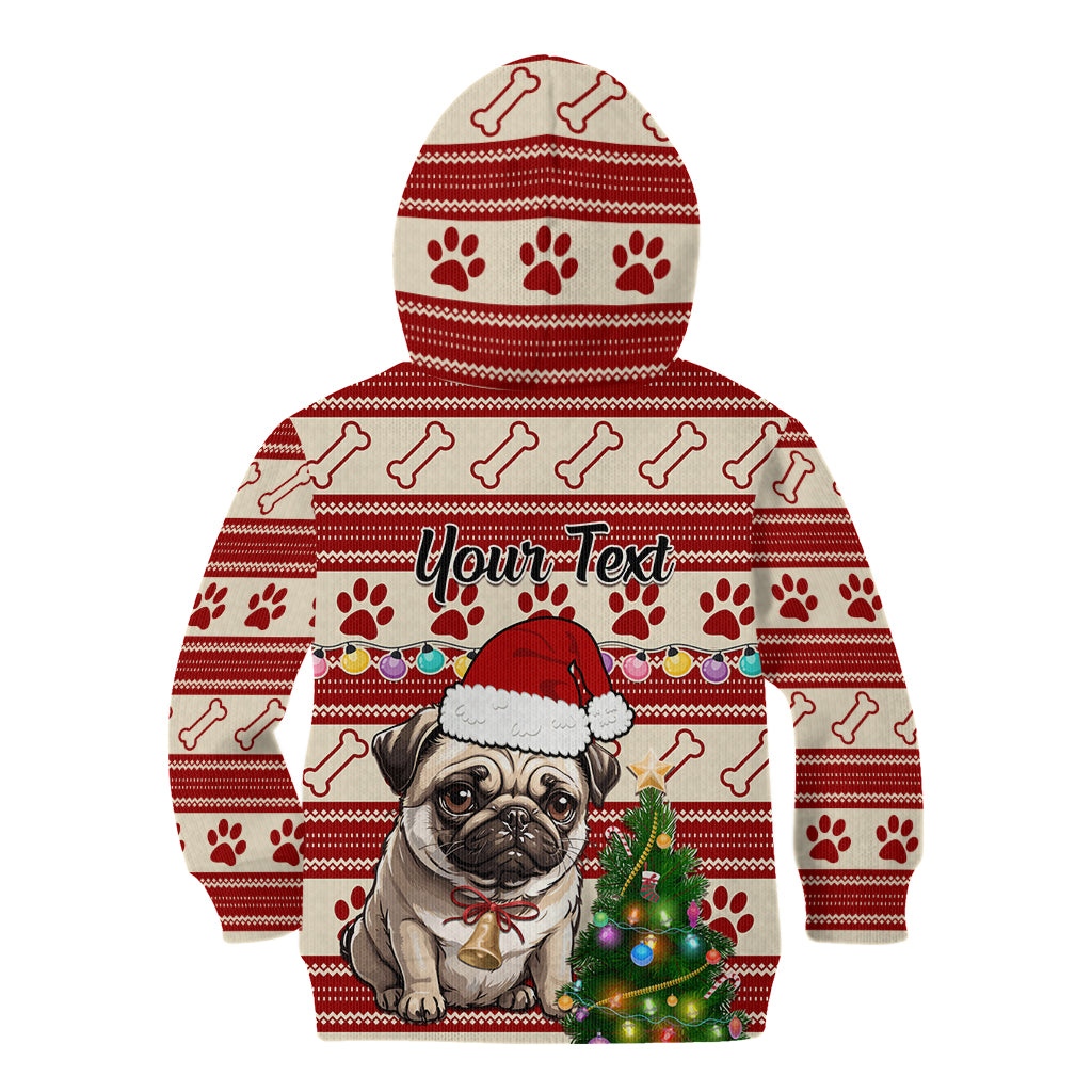 Custom Dog Christmas Kid Hoodie Cute Pug Dog With Xmas Tree - Wonder Print Shop