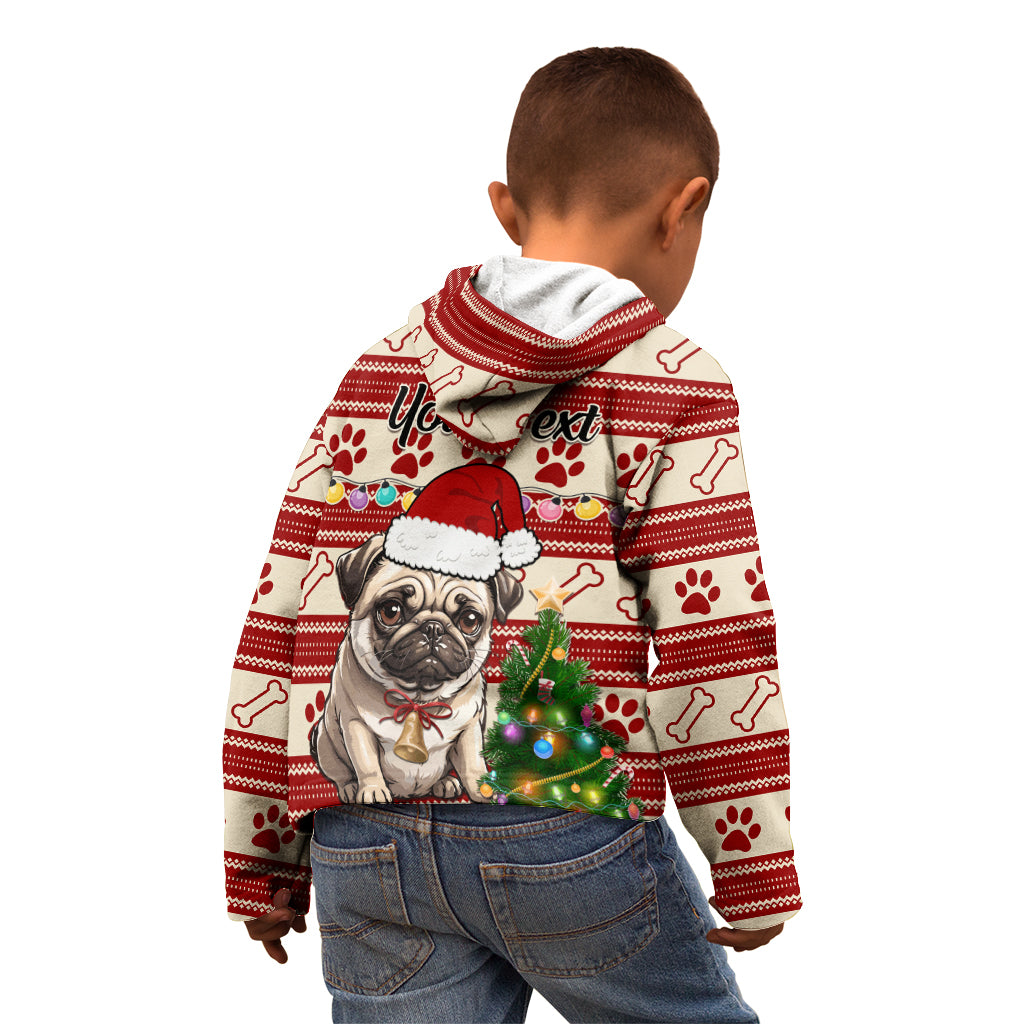 Custom Dog Christmas Kid Hoodie Cute Pug Dog With Xmas Tree - Wonder Print Shop