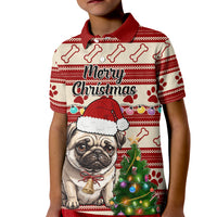 Custom Dog Christmas Kid Polo Shirt Cute Pug Dog With Xmas Tree - Wonder Print Shop