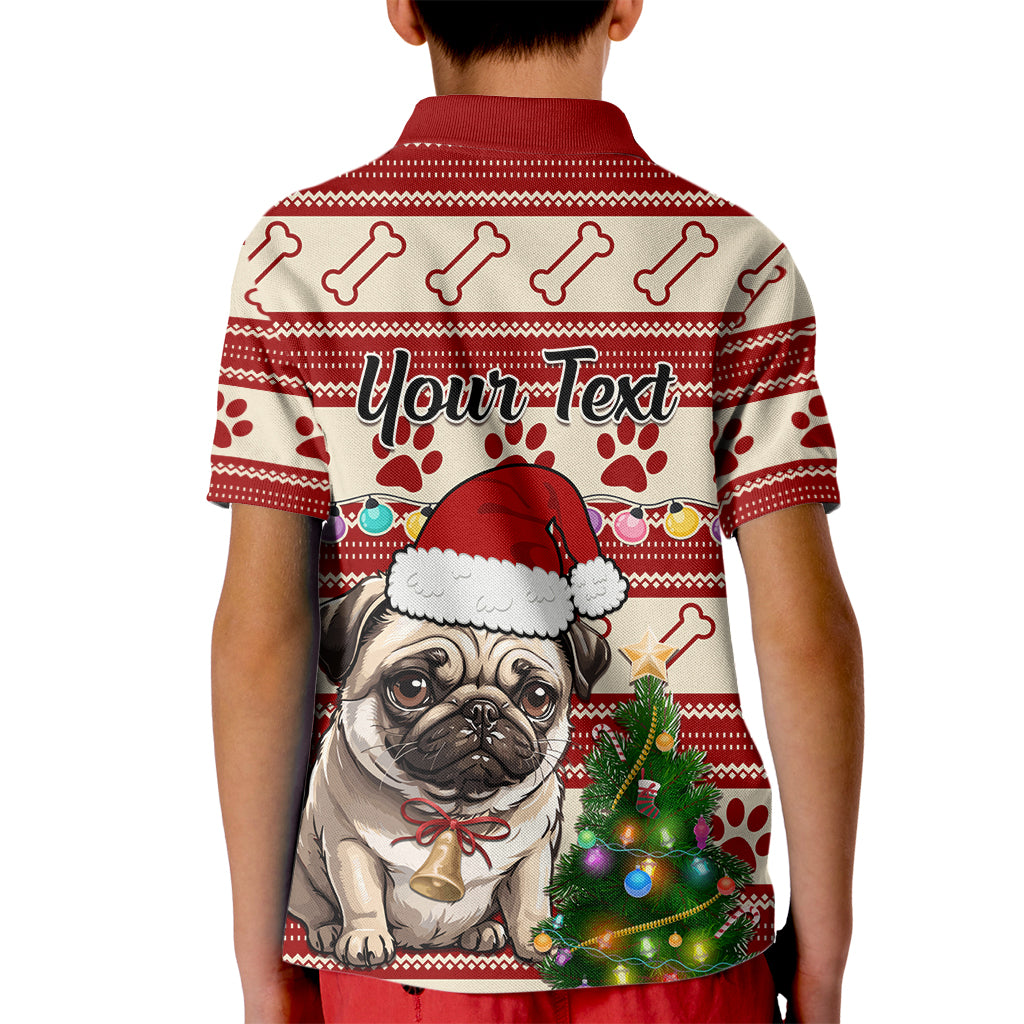 Custom Dog Christmas Kid Polo Shirt Cute Pug Dog With Xmas Tree - Wonder Print Shop