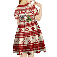 Custom Dog Christmas Kid Short Sleeve Dress Cute Pug Dog With Xmas Tree - Wonder Print Shop