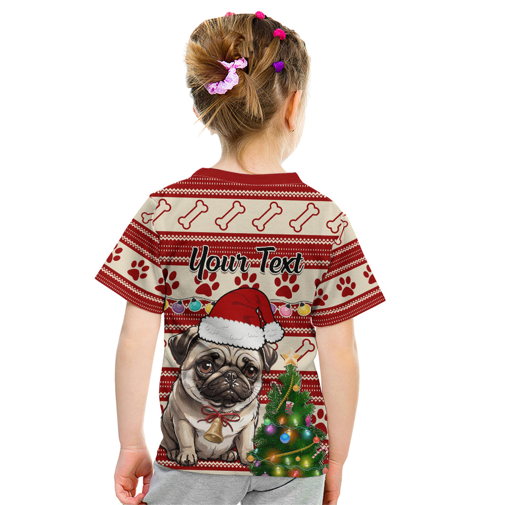 Custom Dog Christmas Kid T Shirt Cute Pug Dog With Xmas Tree - Wonder Print Shop