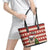 Custom Dog Christmas Leather Tote Bag Cute Pug Dog With Xmas Tree - Wonder Print Shop