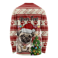 Custom Dog Christmas Long Sleeve Shirt Cute Pug Dog With Xmas Tree - Wonder Print Shop