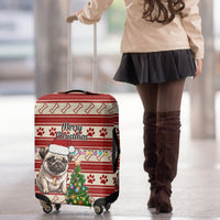 Custom Dog Christmas Luggage Cover Cute Pug Dog With Xmas Tree - Wonder Print Shop