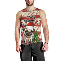 Custom Dog Christmas Men Tank Top Cute Pug Dog With Xmas Tree - Wonder Print Shop