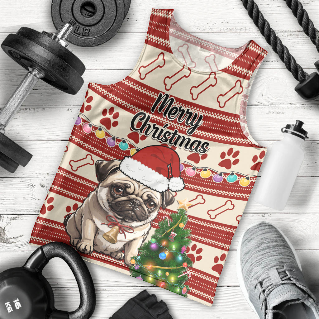 Custom Dog Christmas Men Tank Top Cute Pug Dog With Xmas Tree - Wonder Print Shop