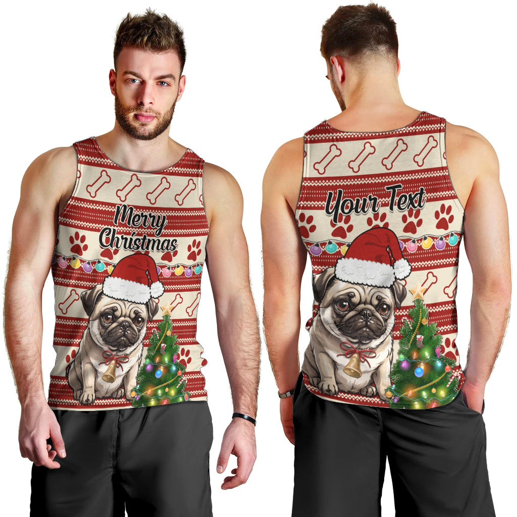 Custom Dog Christmas Men Tank Top Cute Pug Dog With Xmas Tree - Wonder Print Shop