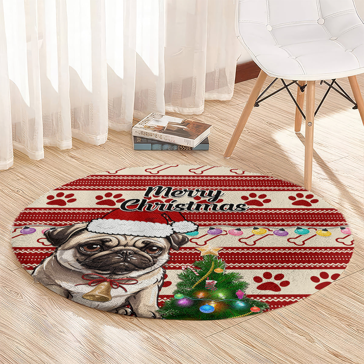 custom-dog-christmas-round-carpet-cute-pug-dog-with-xmas-tree
